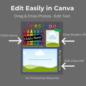Preschool Graduation Keepsake Template | Student & Class Photo | Canva + PSD | End of Year Class Gift | Editable image 1