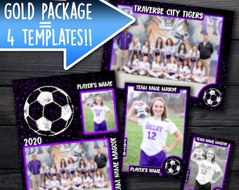 4 Soccer Templates! Memory Mate, 8x10 Team Frame, 5x7 Photo, Wallet, Sports Pictures Scrapbook Professional Photography Futbol Printables