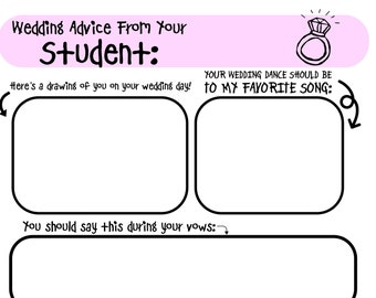 Student to Teacher Wedding Advice Printable for Wedding Honeymoon Leave Gift! Long-Term Sub or Principal gift for Keepsakes and Scrapbook
