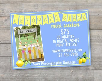 Spring or Summer Lemonade Stand Mini Session Template for Photography Business Marketing Advertisement Instant Download PSD File