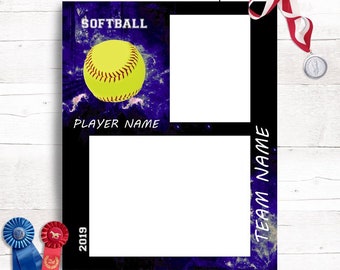 Plantilla Softball Memory Mate para fotografía deportiva o álbum de recortes Plantilla de Photoshop Herramientas de fotografía Marketing Negocios Impresión imprimible