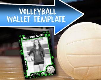 VOLLEYBALL Individual Wallet Photo Template Sports Photography - Scrapbook Photoshop Layered Template - PSD Instant Download Composite