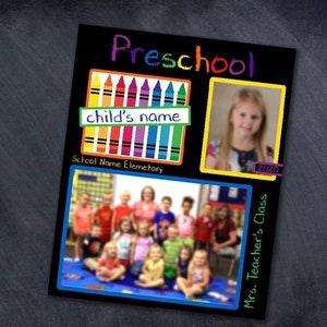 2 BESTANDEN! Kleuterschool Foto's Memory Mate Leraar Student Geschenken Plakboekpagina's Klasseportretten Klaslokaal Aandenkens 8x10 & 8.5x11 Digitaal