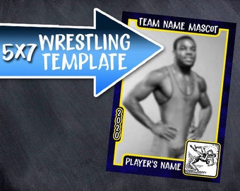 WRESTLING 5x7 Individual Photo Frame Template - Sport Photography - Scrapbook - Photoshop Layered PSD - Instant Download Composite Printable