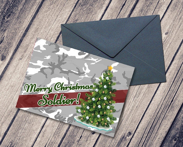 Army Christmas Card Merry Christmas Soldier 5x7 Printable | Etsy