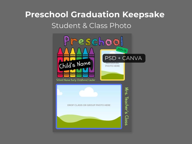 Preschool Graduation Keepsake Template | Student & Class Photo | Canva + PSD | End of Year Class Gift | Editable image 3