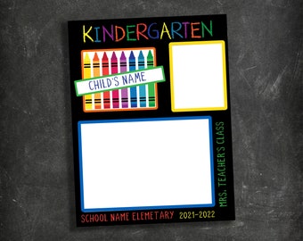 2 DIGITAL FILES! KINDERGARTEN School Photos Memory Mate Teacher Student Gifts Scrapbook Pages Class Portraits Classroom Keepsake Printable