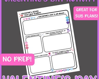 Student Valentine's Day Advice Activity!  Printable Classroom Game and Keepsake! Teacher or Sub Plans and Great For Display!