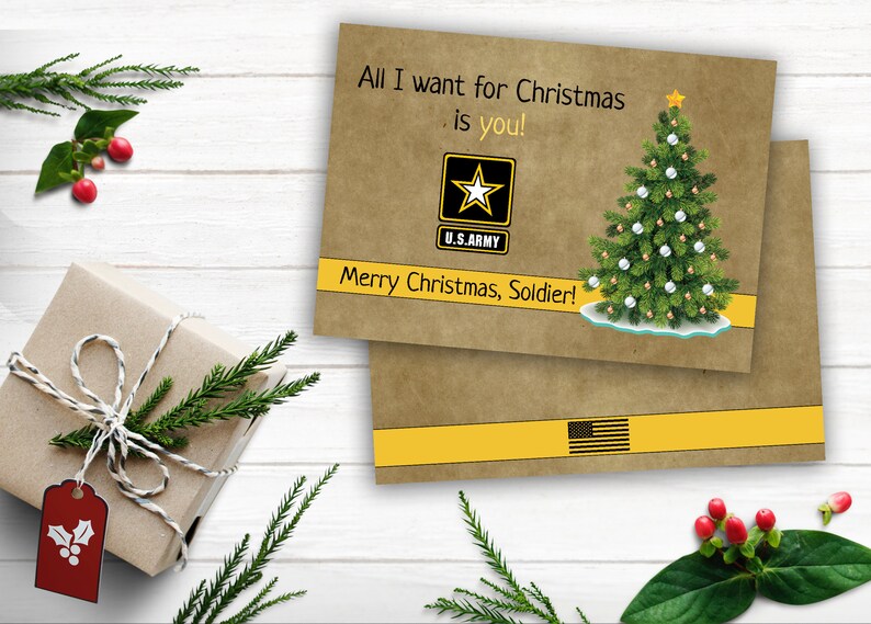 Army Christmas Card Merry Christmas Soldier 5x7 Printable Etsy