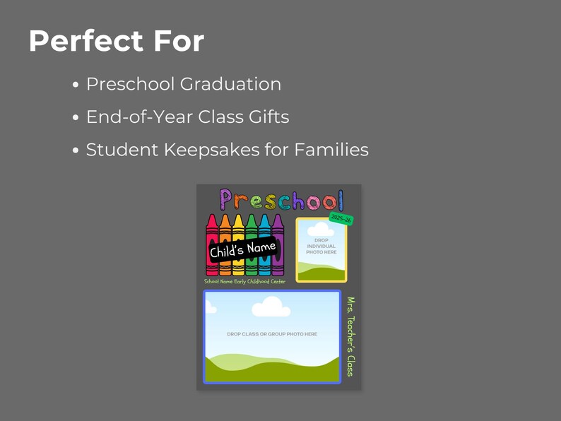 Preschool Graduation Keepsake Template | Student & Class Photo | Canva + PSD | End of Year Class Gift | Editable image 4