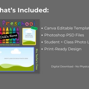 Preschool Graduation Keepsake Template | Student & Class Photo | Canva + PSD | End of Year Class Gift | Editable image 2