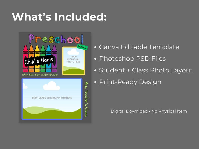 Preschool Graduation Keepsake Template | Student & Class Photo | Canva + PSD | End of Year Class Gift | Editable image 2