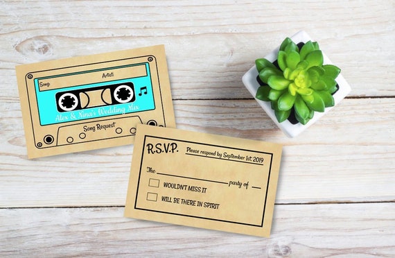 Wedding Song Request Rsvp Card Cassette Tape Reception Etsy