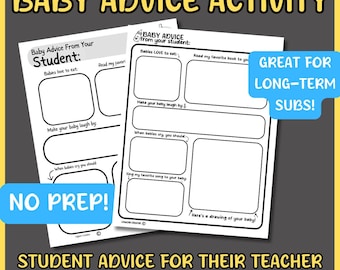 Student to Teacher Baby Advice Printable for Maternity Leave Gift! Long-Term Sub or Principal gift for Keepsakes and Scrapbook