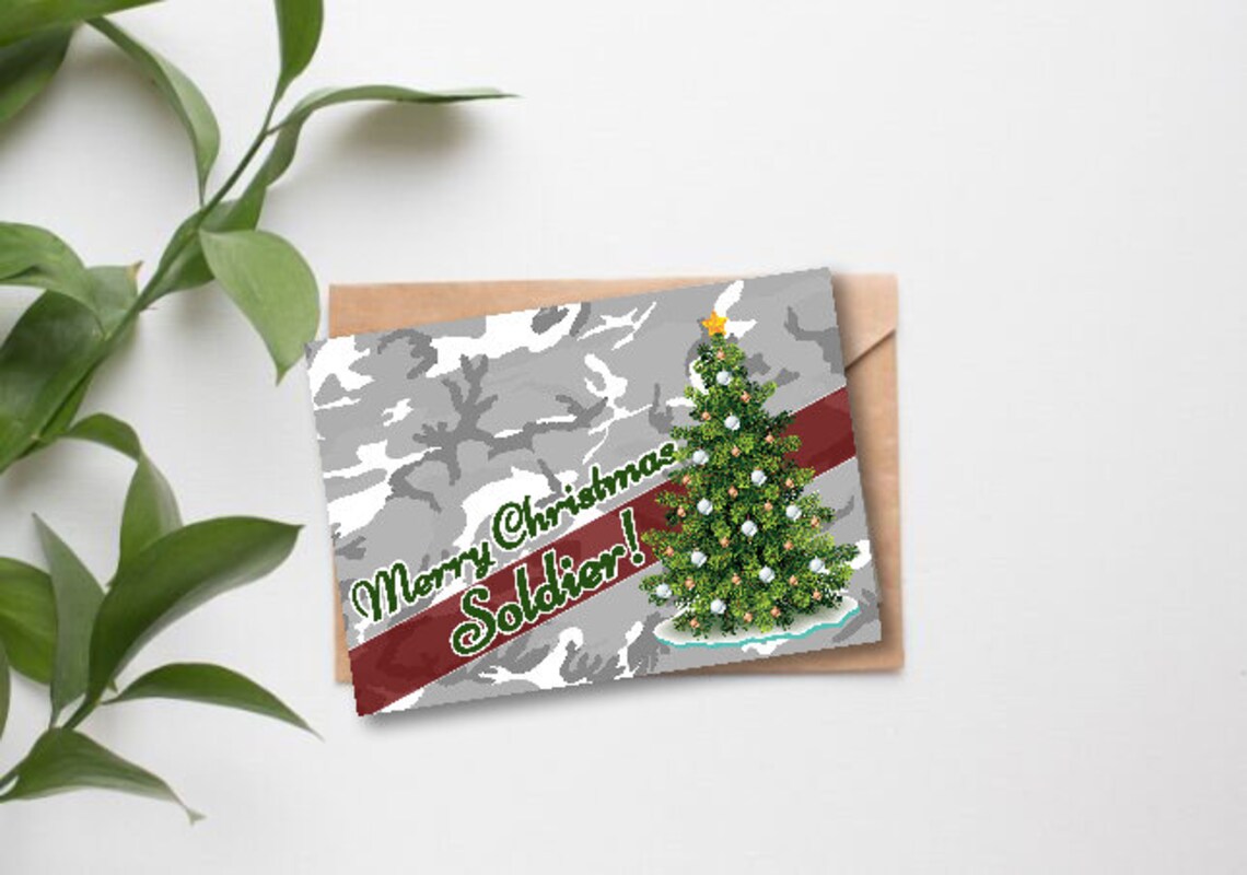 Army Christmas Card Merry Christmas Soldier 5x7 Printable | Etsy