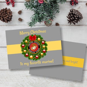 Marine Corps Christmas Greeting Card 5x7 Printable Merry - Etsy