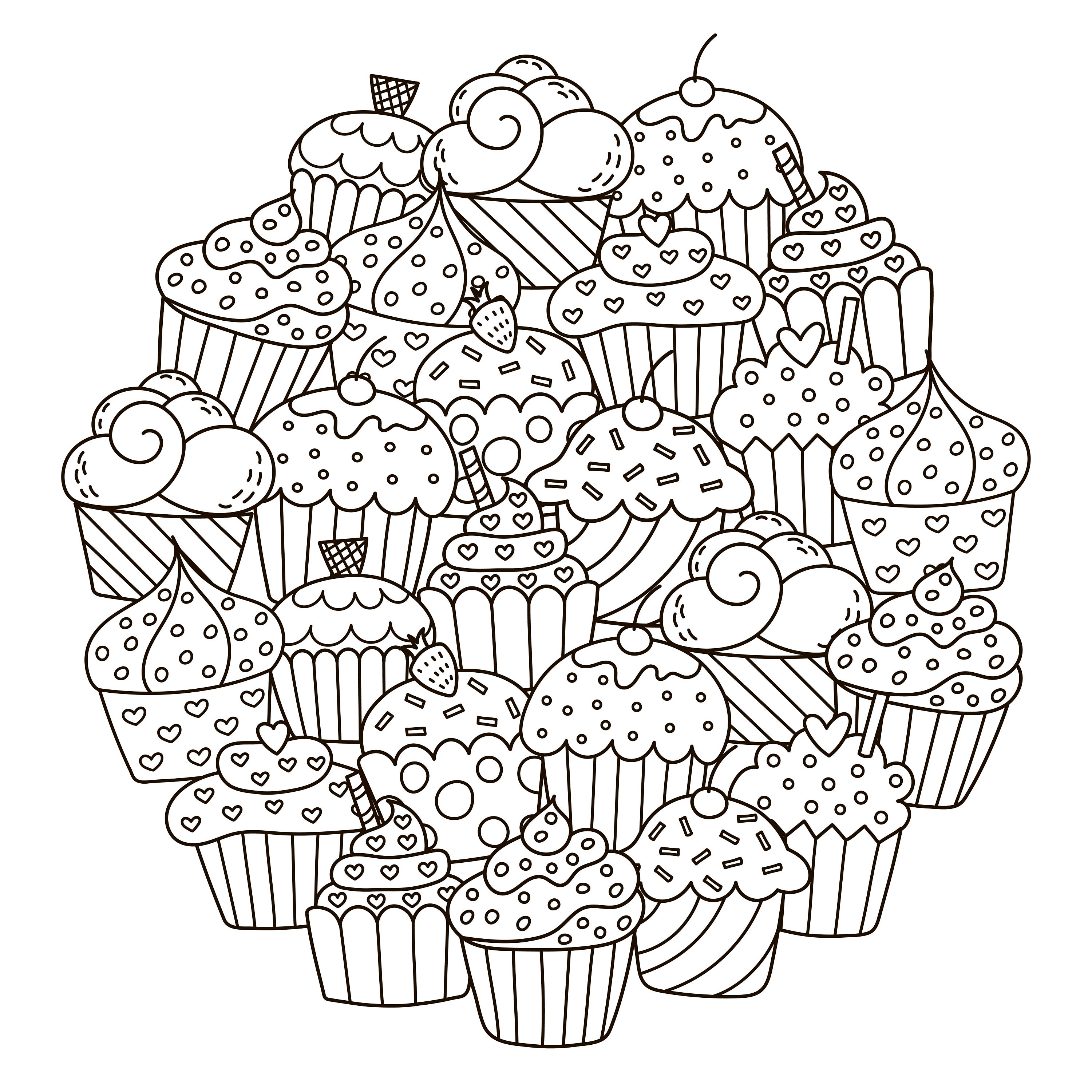 Coloring Pages Cupcakes Sweet Treats Etsy Singapore
