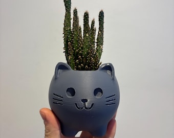 Jardinière pour chat imprimée en 3D - Pot moderne pour succulentes en PLA (8 cm)