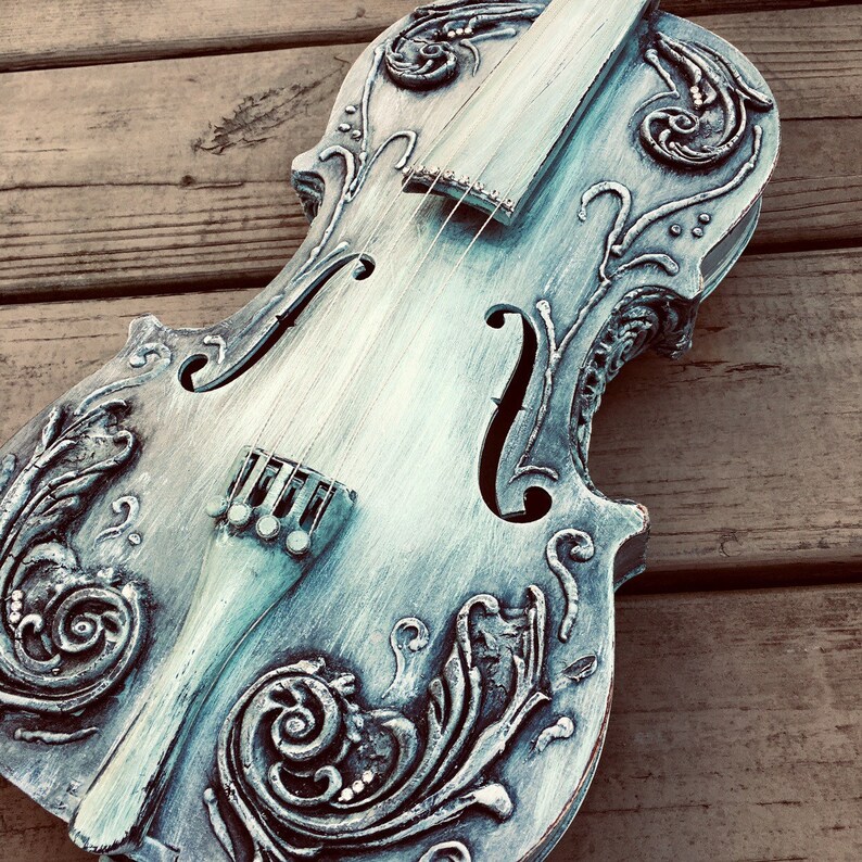 Violin decor Shabby chic distressed violin embellished with Etsy