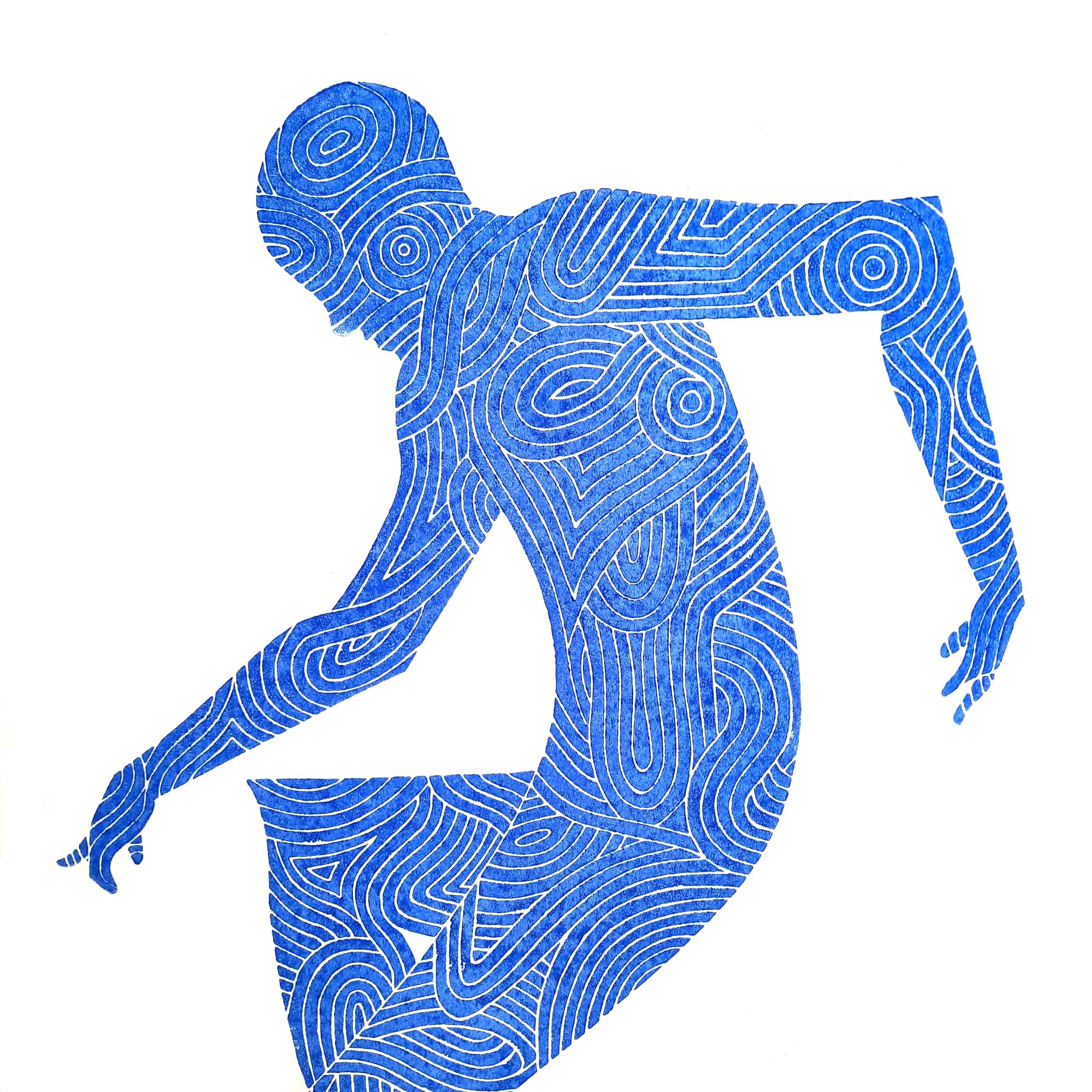 Blueman Ii - Linogravure A3