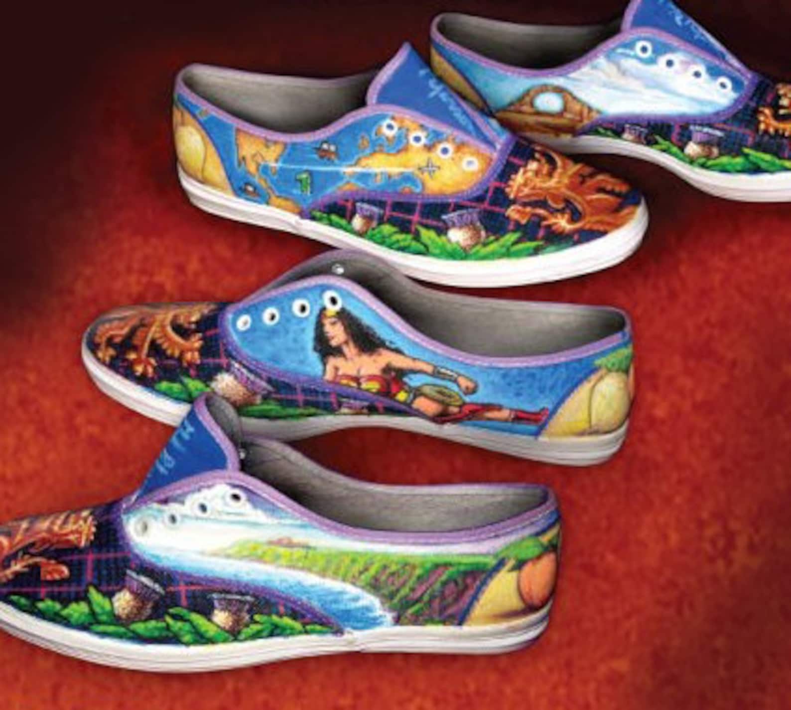 Custom Hand Painted Tennis Shoes Etsy