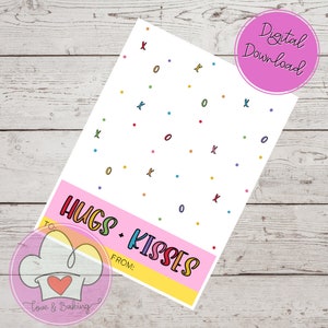 Valentines Printable Mini Cookie Card - Hugs and Kisses