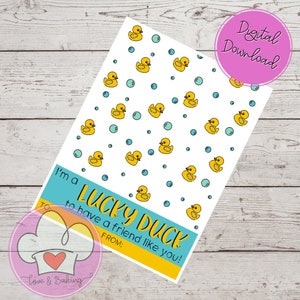 Valentines Printable Mini Cookie Card - Lucky Duck