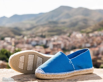 Diegos® Classic flat French blue espadrilles shoes sewn in jute  | Made in Spain, hand stitched  | Authentic & original Espadrilles