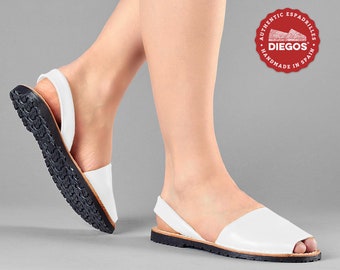 Białe skórzane sandały Avarcas | Ręcznie robione w Hiszpanii - DIEGOS