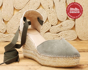 High platform Anaïs wedge espadrille with ankle ribbons | Made and shipped from Spain | DIEGOS® fashion footwear NEW