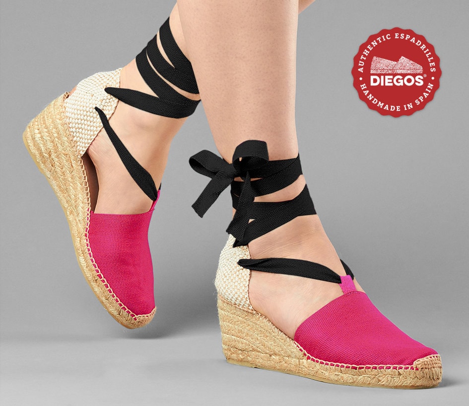 Diegos® Classic High Wedge Fuchsia Lola Espadrilles Shoes Hand Made and  Hand Stitched in Northern Spain - Etsy