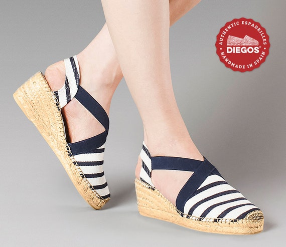 Diegos® Classic High Wedge Sailor Stripes Belen Espadrilles | Etsy