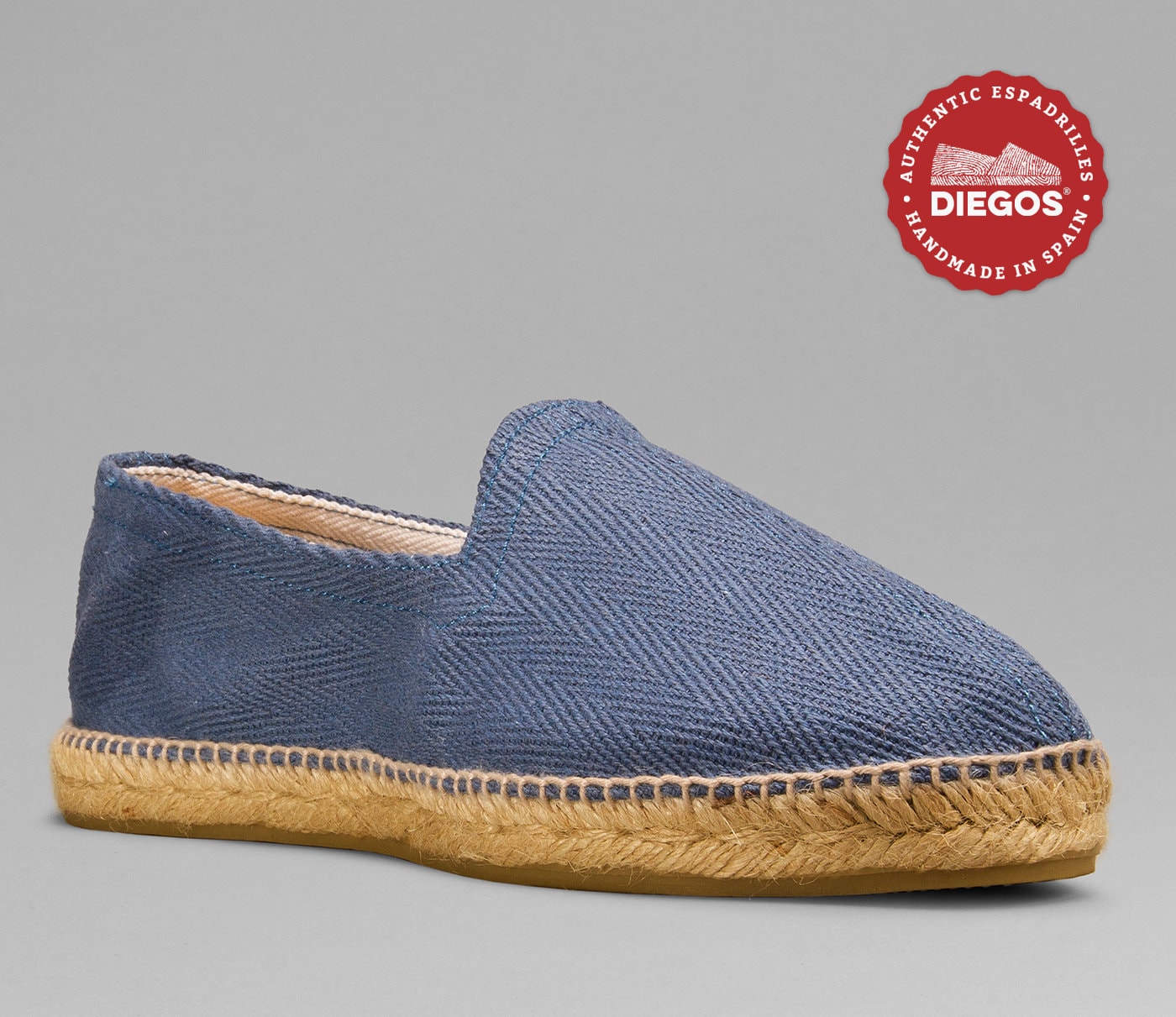 Men's French style blue herringbone espadrilles shoes for men | Made in Spain, hand stitched  | Ships from NY | Only real espadrilles