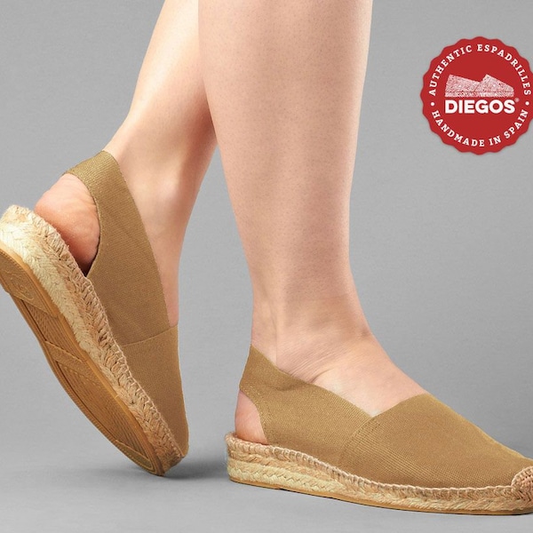 Diegos® Classic tan low wedge Catalina espadrilles shoes hand made and hand stitched in northern Spain | capsule wardrobe