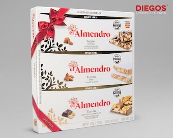 Crunchy Almond Turrón made in Alicante, Spain | Polvoron, Marzipan, Chocolate | The perfect Christmas treat | Gluten free - NEW