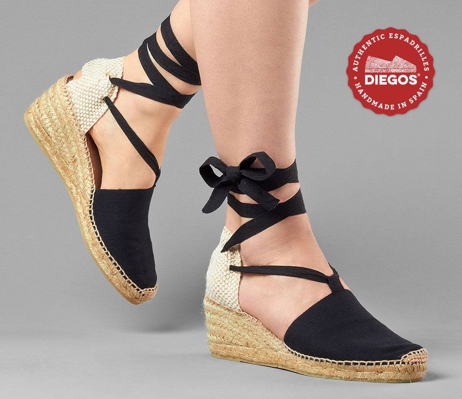 Diegos® Classic High Wedge Black Lola Espadrilles Shoes Hand - Etsy