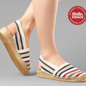 Diegos® Classic French Stripes Low Wedge Catalina Espadrilles Shoes ...
