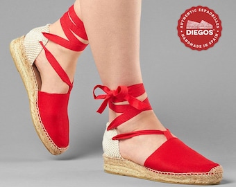 Diegos® Classic Low Wedge Red Lola Espadrilles Shoes Hand Made - Etsy