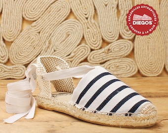 Diegos® Classic flat sailor stripes Lola espadrilles shoes hand made and hand stitched in  northern Spain | The only authentic espadrilles!