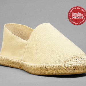 Diegos® Classic flat ivory white espadrilles shoes sewn in ivory  | Made in Spain, hand stitched  | For both men and women