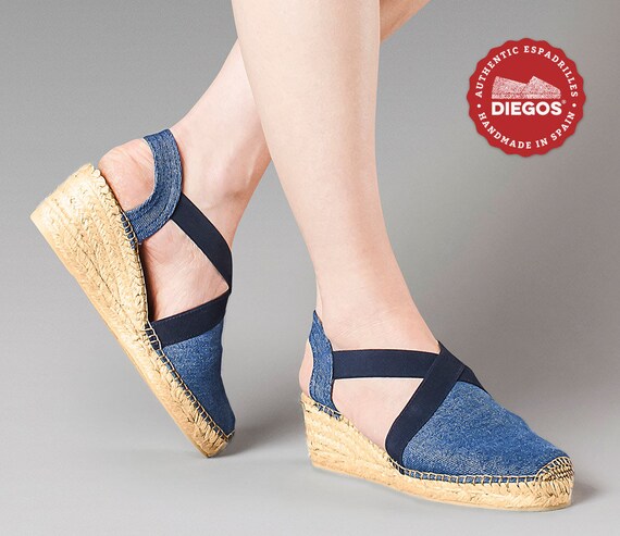 denim low wedges