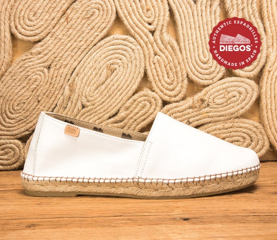 Controversieel Maxim Karu Diegos® Heren witte Spaanse Espadrilles leren schoenen - Etsy België