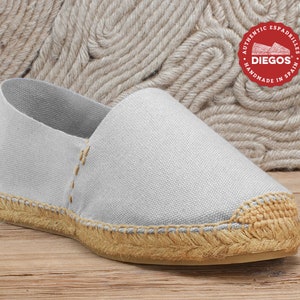 Diegos® Classic flat  light grey espadrilles shoes | Made in Spain, hand stitched  | For both men and women | Alpargatas Gray