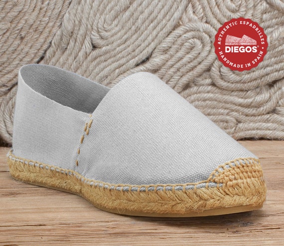 Diegos Classic Flat Light Grey Espadrilles Shoes Made in Spain Hand Stitched for Both Men and Women Alpargatas Gray Etsy UK
