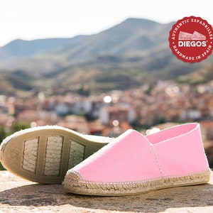 Diegos® Classic pink espadrilles shoes hand made and hand stitched in  northern Spain | The only authentic espadrilles!