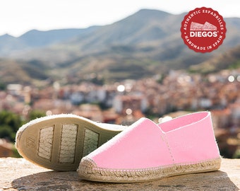 Diegos® Classic pink espadrilles shoes hand made and hand stitched in  northern Spain | The only authentic espadrilles!