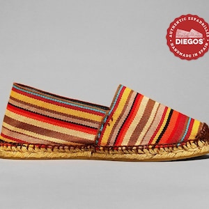 Diegos® Classic Flat Red Stripes Espadrilles Shoes Sewn in Jute Made in ...