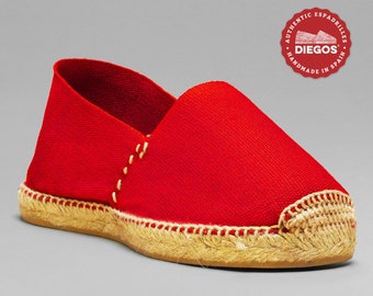 Diegos® Classic flat red espadrilles shoes sewn in jute  | Hand Made in Spain | Authentic & original Espadrilles | fom men and woman
