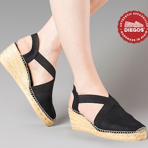 Diegos® Classic High Wedge Black Belen Espadrilles Shoes Hand - Etsy