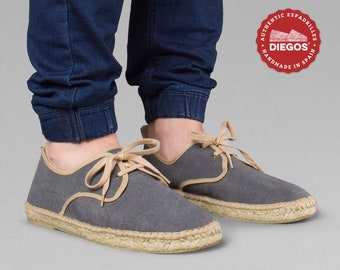 Spanish espadrilles shoes for men in the dark gray color, handmade in Spain | DIEGOS® authentic alpargatas